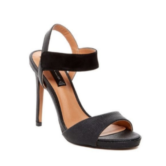 Steve Madden Steven Ripleigh Snakeskin Print Heels Black Size 9 - Picture 1 of 8